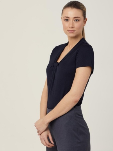 Picture of NNT Ladies Matt Jersey Twist Neck Short Sleeve Top